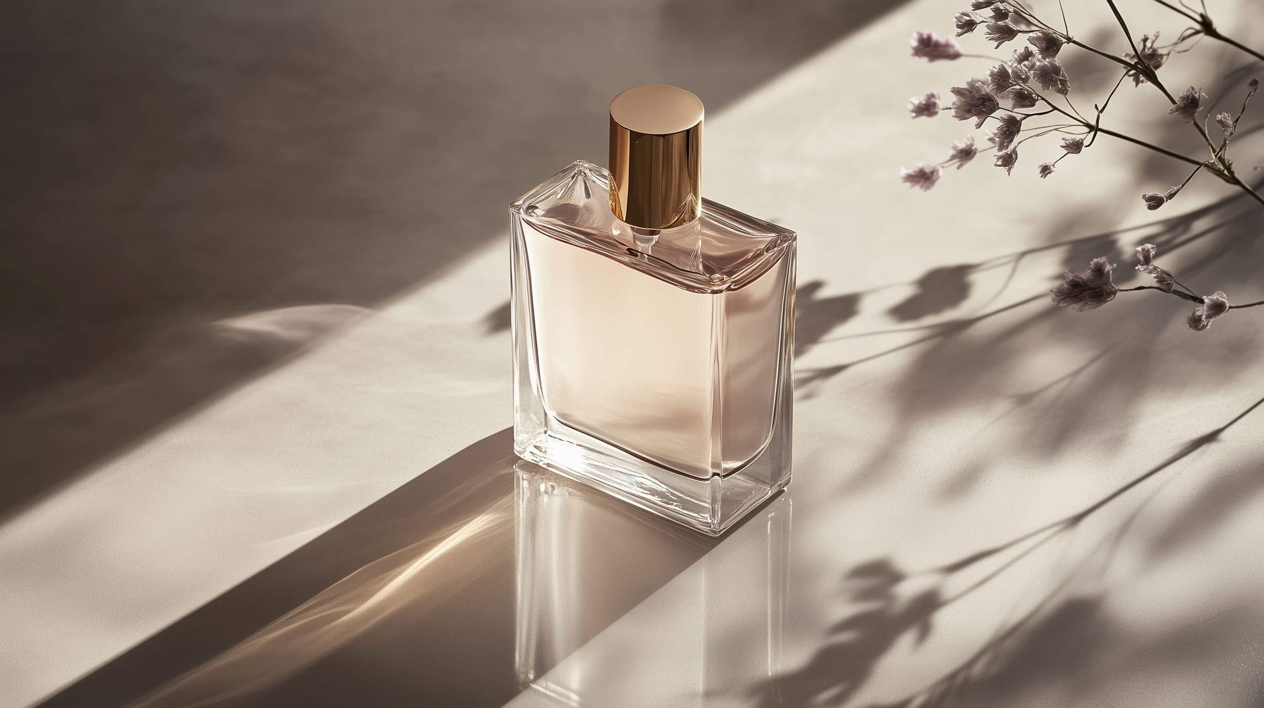 Elegancki flakon perfum z delikatnymi kwiatami